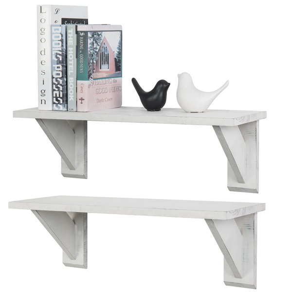 Gracie Oaks Adallyn 8'' H x 24'' W Solid Wood Floating Bookcase Wayfair